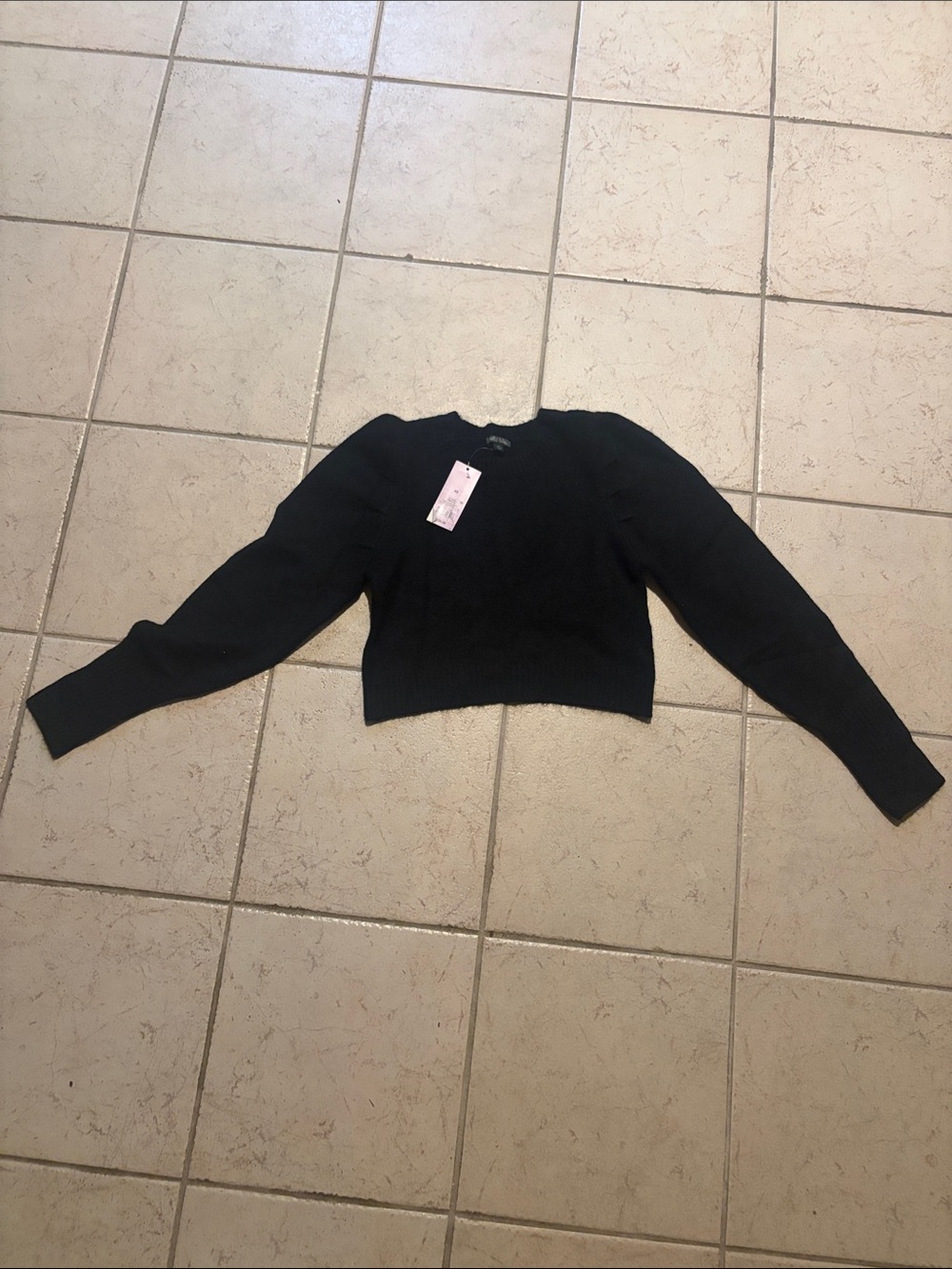 Black Women's Cropped Puff Sleeve Sweater Wild Fable
